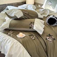 法式轻奢100支澳棉四件套复古花卉印花纯棉被套床单1.8米床上用品