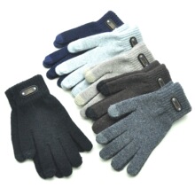 男女士冬季防寒保暖加绒加厚针织手套 羊仔纱水洗柔软 触屏手套