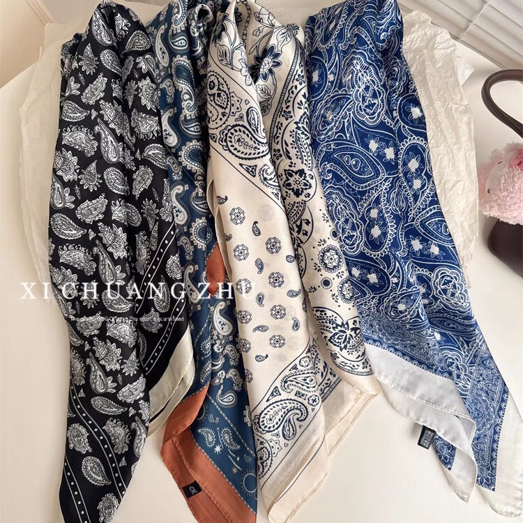 ネットワークで最も売れている服、シルクスカーフ、高級カシューフラワー小判スカーフ、スカーフ、女性用ベルト、ヘアバンド|undefined
