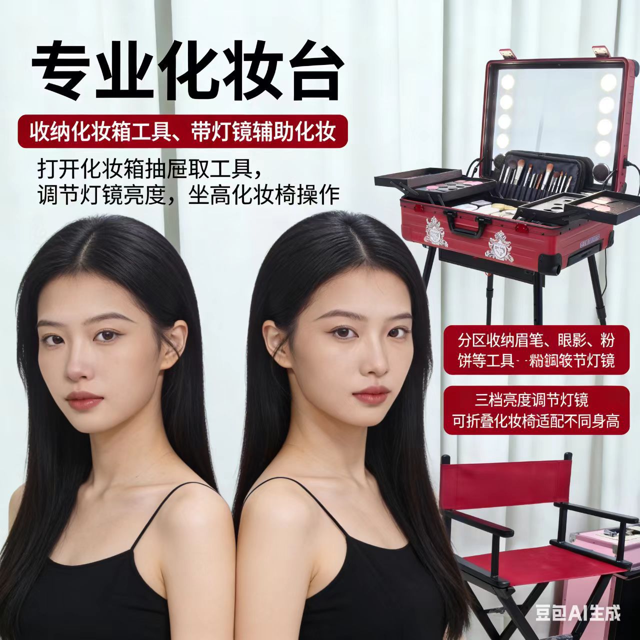 Maleta de Maquillaje con Ruedas de PC Ultraligera y Expandible para Viajes y Almacenamiento
