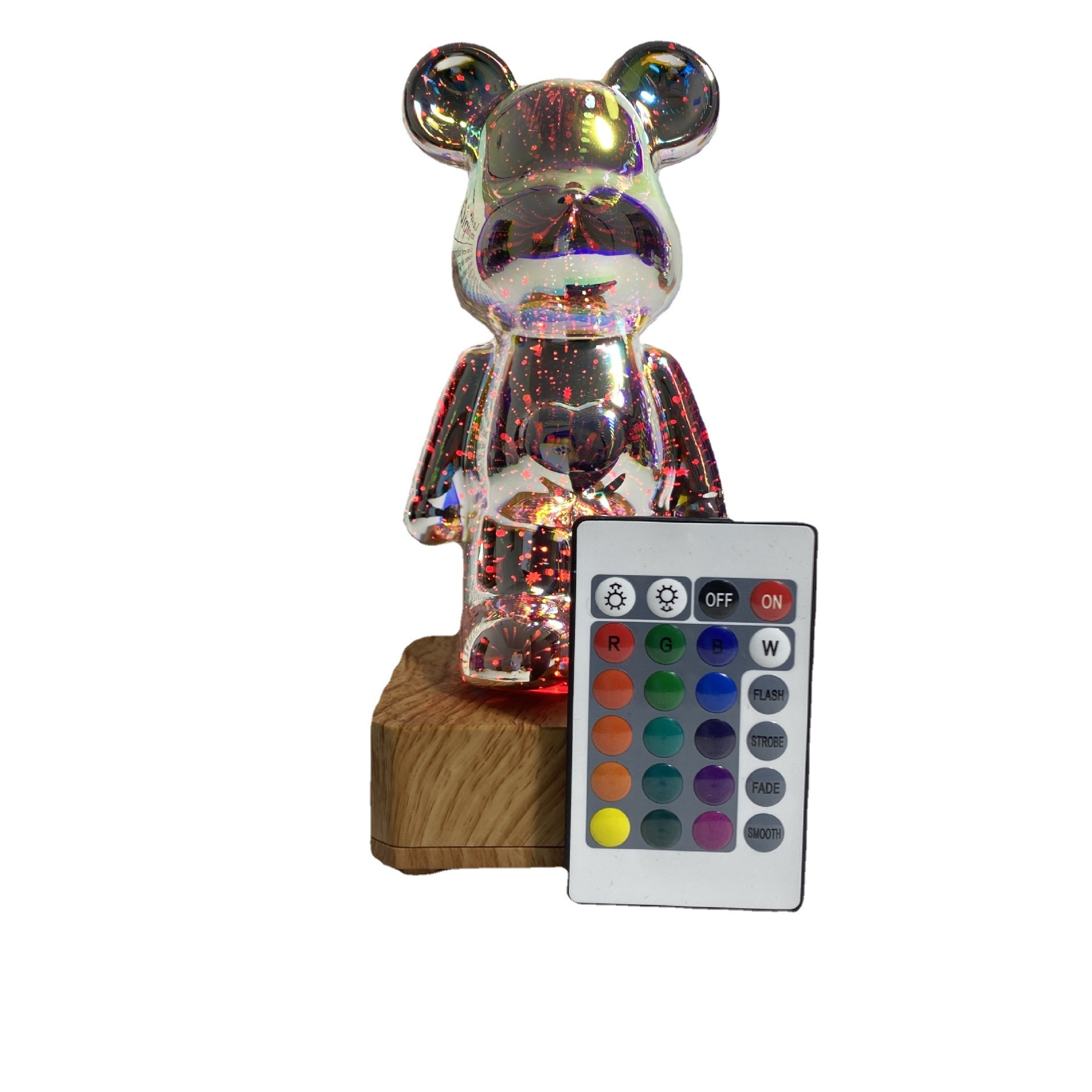3D fuegos artificiales oso lámpara de mesa USB plug-in de cristal RGB noche Luz Decoración decorativa lámpara atmósfera Luz de dibujos animados oso Luz