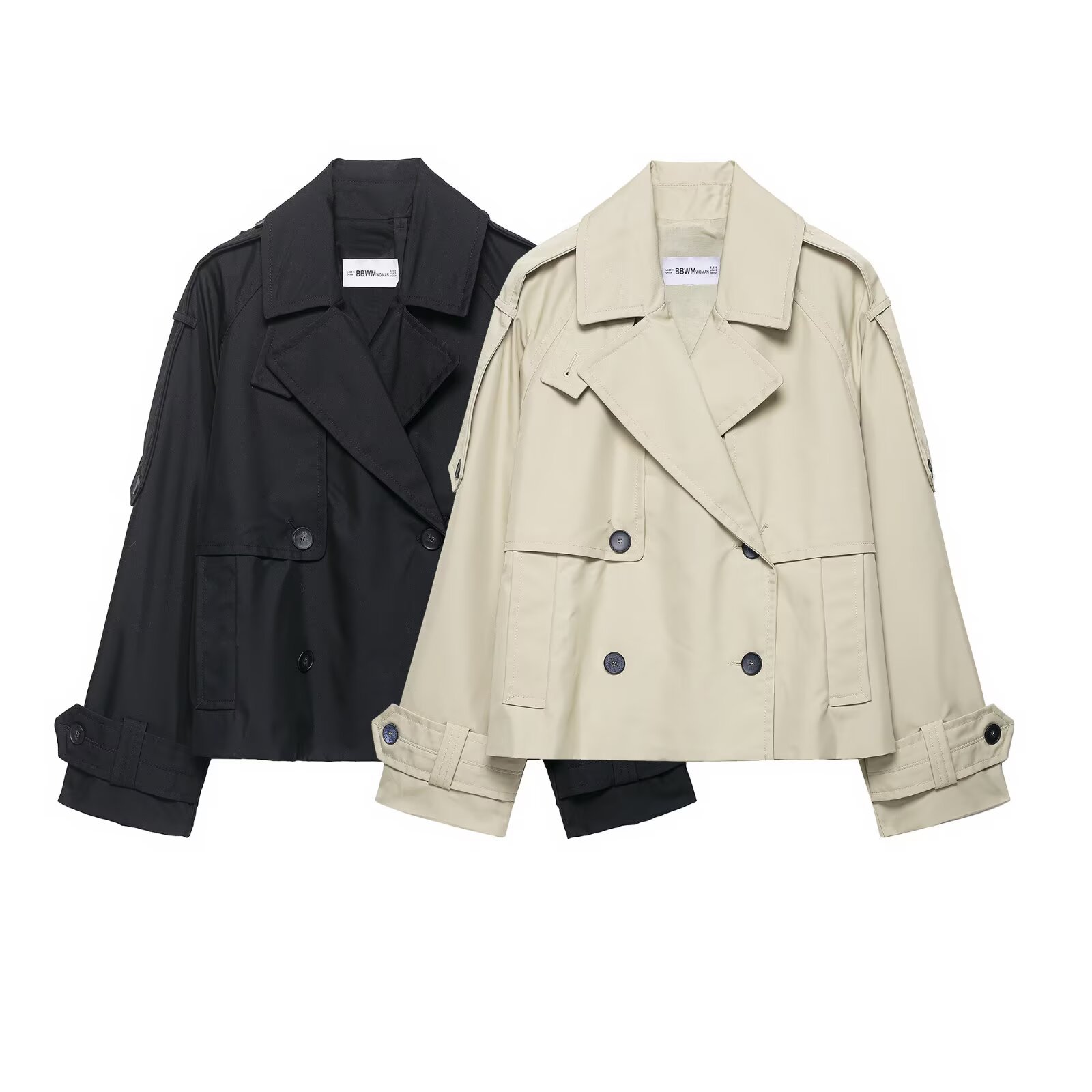 Bsk&Traf Women's 2025 Autum New European and American Fashion Versatile Water-Repellent Short Windbreaker 0518240