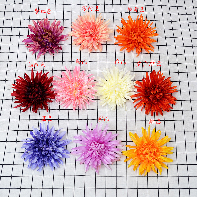 批發跨境代發仿真假花朵婚慶花牆裝飾服裝配飾DIY 攝影道具菊花頭