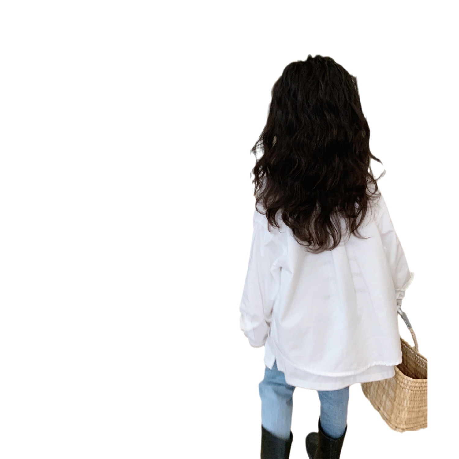 2023 primavera nueva Corea del Sur ropa para niños color sólido camisa irregular abrigo bebé casual manga larga top