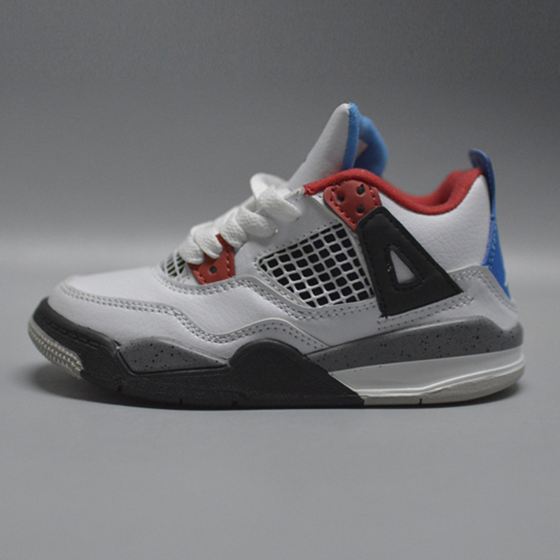 Venta al por mayor AJ4 zapatos para niños y niñas bebé Joe 4 zapatos de baloncesto niños mayores estudiantes zapatos de entrenamiento con cordones Putian zapatos de los niños Putian