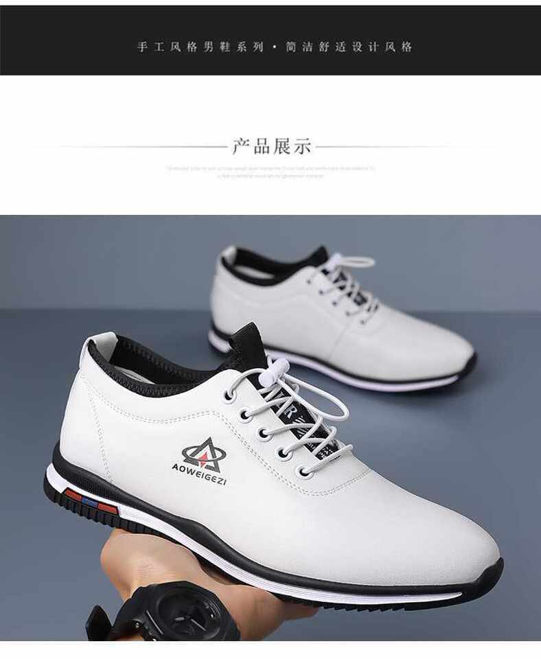 Giày da nam cổ thấp phong cách retro Mỹ, mũi tròn, gót thấp 1–3 cm, cỡ lớn — S9201 màu trắng, s9201 màu đen chi tiết 12