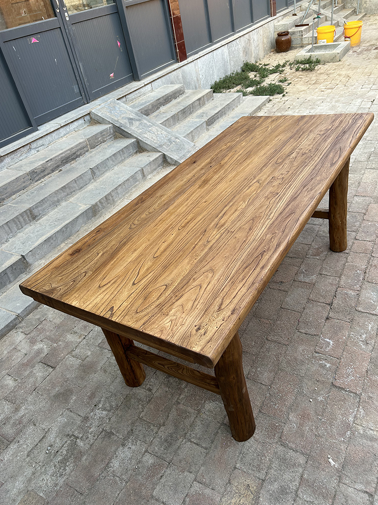 Old Elm Wood Table, Solid Wood Board, Vintage Tea Table, Long Dining Table, Home-Use Natural Wood Tabletop, Bar Counter, Cross-Border