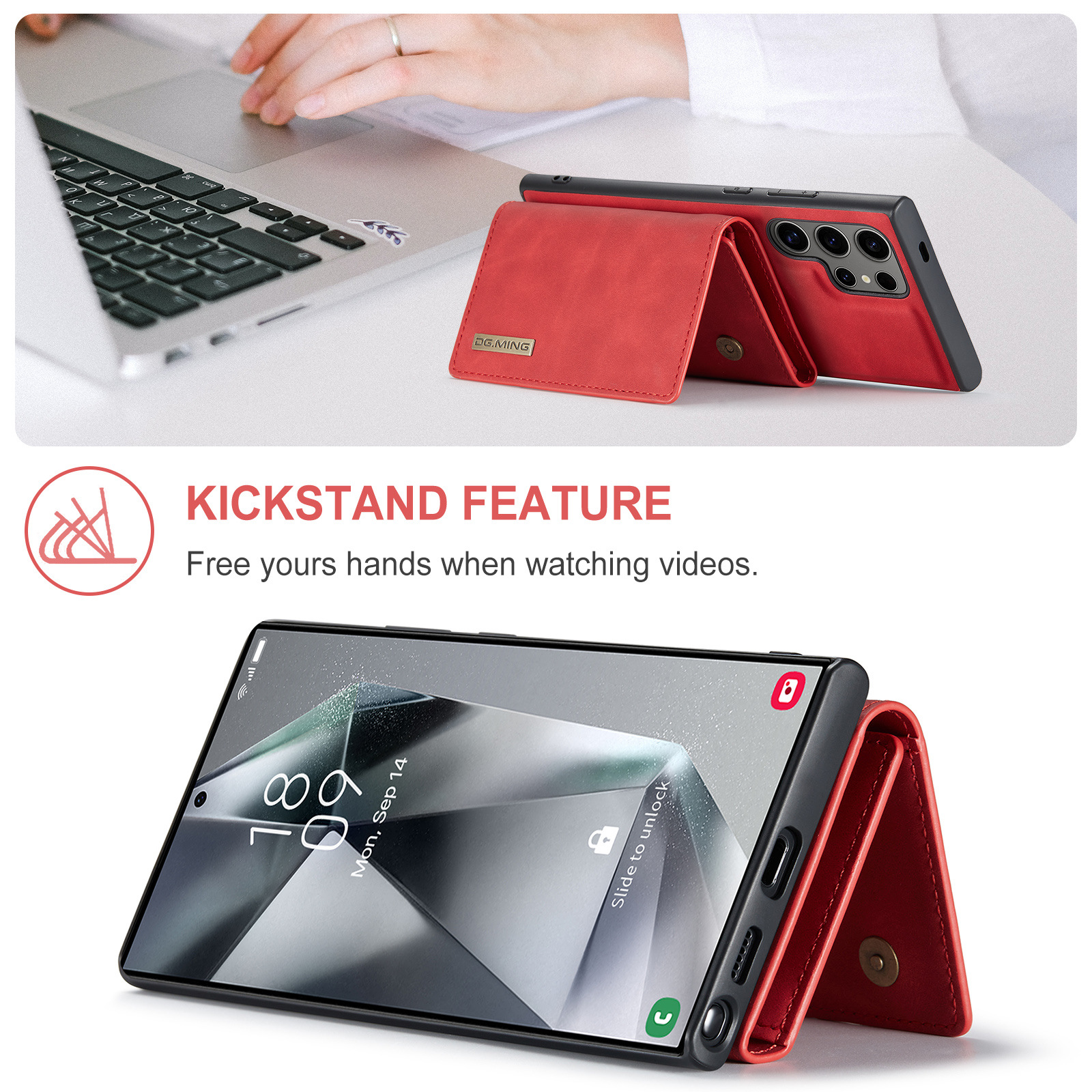 M1 für Samsung S24 Ultra Multifunktions-Geldbörsen-Schutzhülle S23 Ultra Magnetische geteilte Geldbörsen-Lederhülle_voghion.com