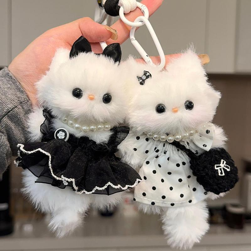Best Friend Gives Girlfriend Finished Kitten Princess Dress Style Keychain Twist Stick Bag Pendant Couple Style Sweet and Cool