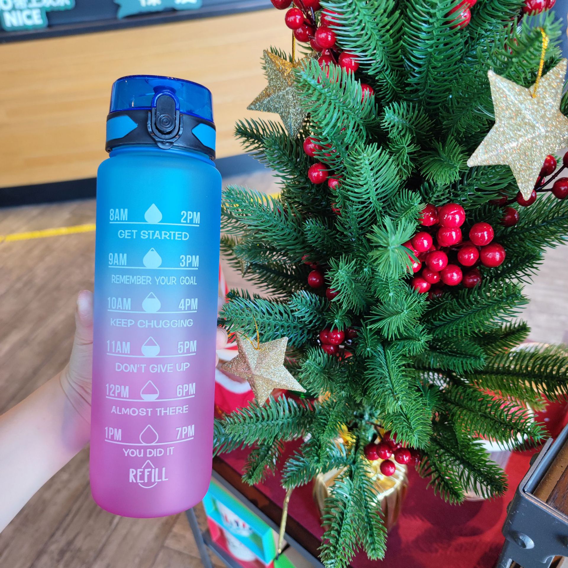 Gradiente de color botella de agua esmerilado taza de espacio portátil cuerda rebote cubierta taza 1000ml al aire libre fitness deportes hervidor de agua