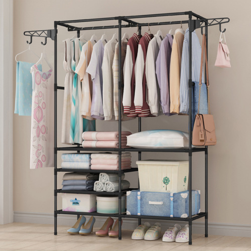 Simple coat rack indoor clothes drying rack floor-standing simple and fashionable multi-layer assembly storage rack