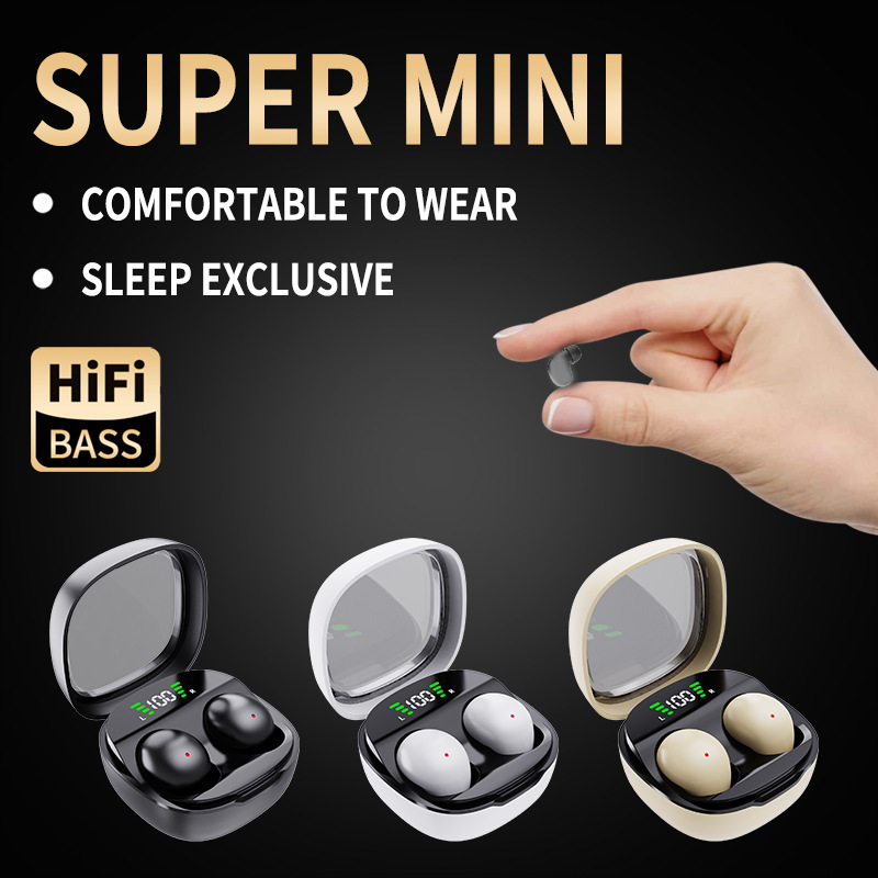 Cross-Border Hot Selling Mini Wireless Bluetooth Headset for Sleeping, Invisible Wearing, Listening to Music, Super Long Battery Life, Comfortable for Side Sleeping