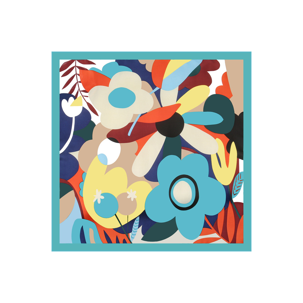 Nuevas flores transfronterizas de moda bufandas de seda 70 bufandas cuadradas de seda de impresión de color accesorios de alta calidad bufandas damas