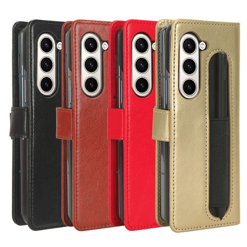 For Samsung Galaxy Z Fold 6 5 4 3 Phone Case Fold6 Protective Case with Pen Slot Flip Leather Case For Samsung Galaxy Z Fold 6 5 4 3 Phone Case Fold6 Protective Case with Pen Slot Flip Leather Case