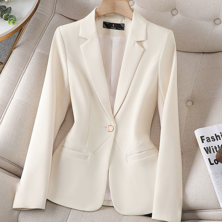 Off-White High-End Casual Blazer Jacket for Women 2026 Spring New Style Elegant Korean Style Waist-Cinching Suit Top