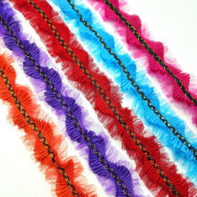 褶皱网纱雪纺网布双层压皱蕾丝花边衣领手工DIY袖口娃衣辅料装饰