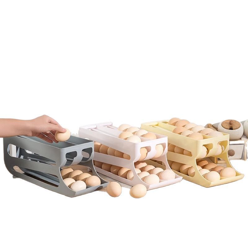 転がり卵収納ケースキッチン多層斜口自動転がり卵器冷蔵庫卵トレイ専用新鮮保持ケース|undefined