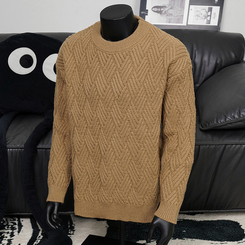 2026秋季圆领宽松针织线衫青少年运动透气厚款罗纹底摆，男装针织衫/毛衣，星座614