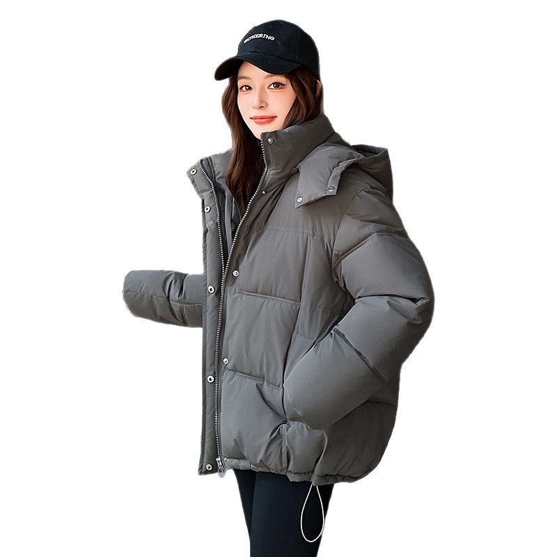 2025 nueva ropa de pan de invierno corto nuevo encapuchado grueso suelto ropa de pan abrigo de algodón nuevo algodón