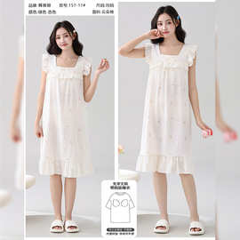 2026新款韩缤纷157系列带胸垫多花色云朵棉方领背心女士家居睡裙.