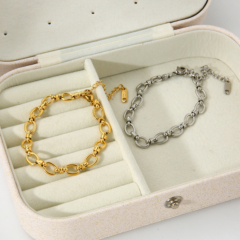 1 Piece Quantity Simple Style Solid Color 304 Stainless Steel 18K Gold Plated Bracelets