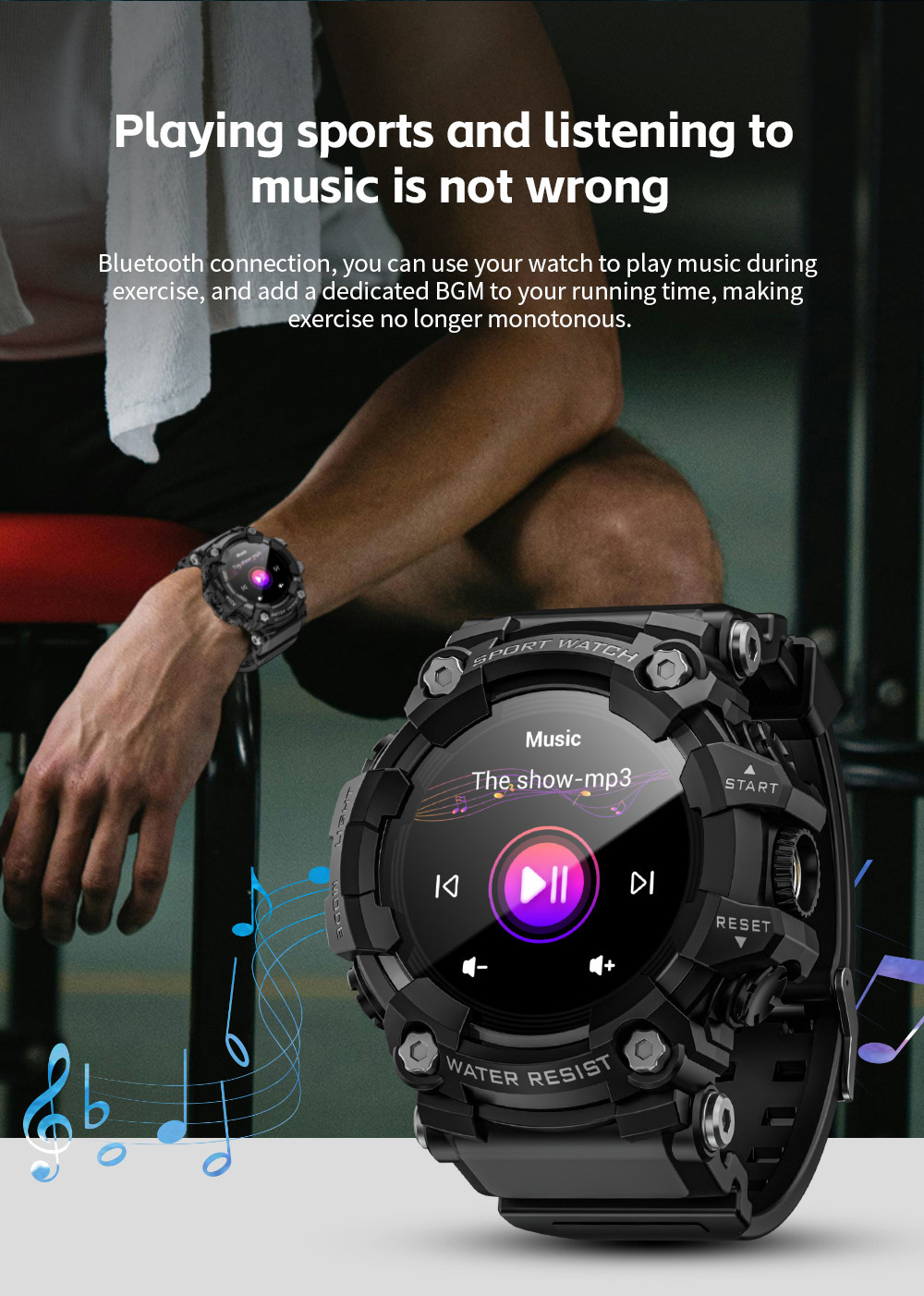 LOKMAT foreign trade outdoor sports smartwatch ATTACK GT Bluetooth Call Compass Flashlight Music undefined