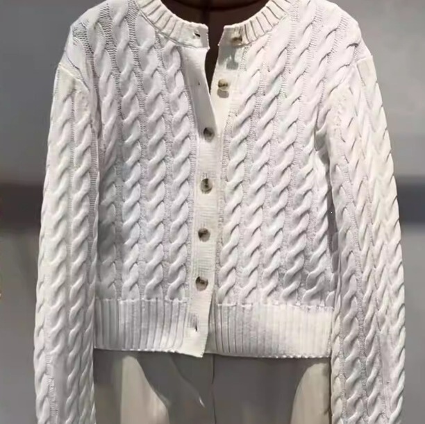 In-Stock Cs Women's Clothing Standard Fit Cable Knit Cardigan in Ivory Color, New for Spring 2026, 1333861003