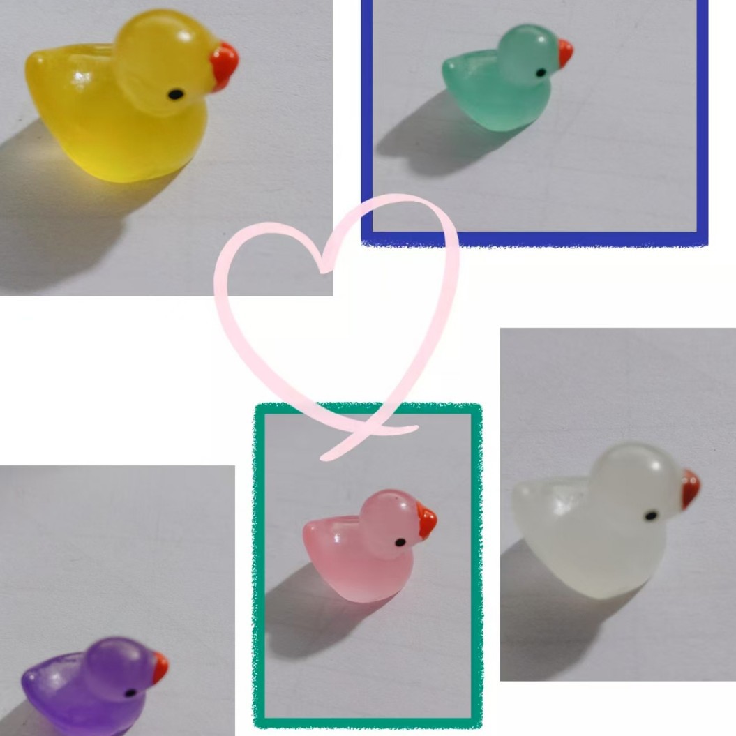 Mini patito luminoso Adornos de animales pequeños de colores para niños Diy Colgante de resina Llavero de recuerdo hecho a mano