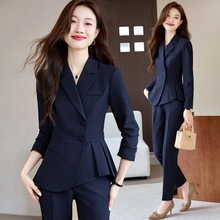 黑色西装套装女春秋职业装珠宝店工装酒店前台接待正装韩版工作服