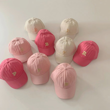 儿童棒球帽2024新款粉色系春夏薄款新款洋气简约字母女童鸭舌帽子