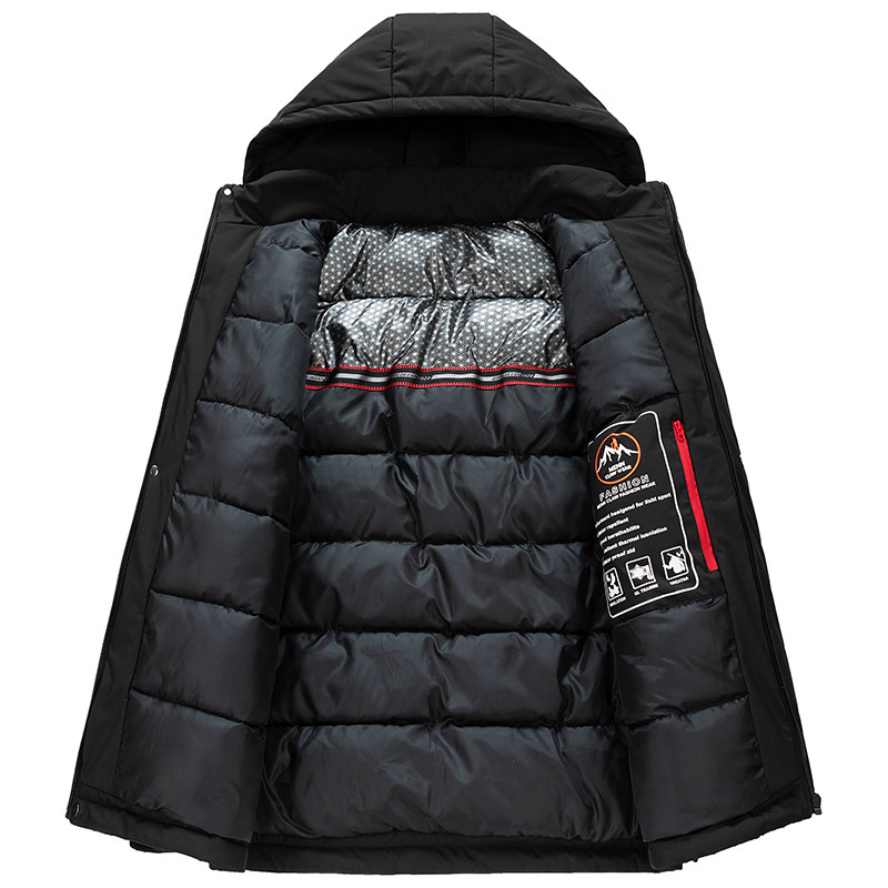 Invierno de los hombres de grafeno cálido vuelo Chaqueta de algodón acolchado moda más tamaño engrosada Chaqueta de algodón con sombrero cálido Chaqueta de algodón acolchado al por mayor