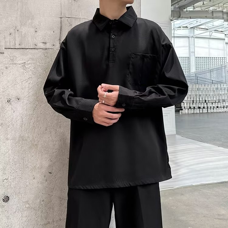 Nuevo 2024 polos de tres colores para hombres, tendencia suelta, camiseta de manga larga de todo fósforo, top de primavera para niños