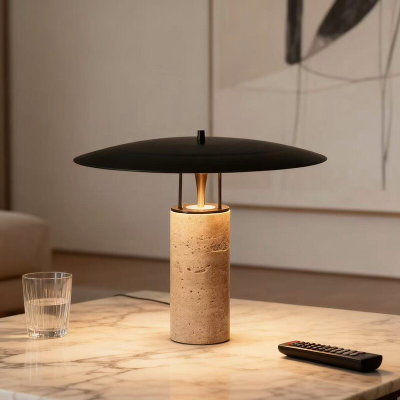 Postmodern Minimalist Travertine Table Lamp Designer Model Room Art Living Room Bedroom Lamp Nordic Creative Bedside Table Lamp