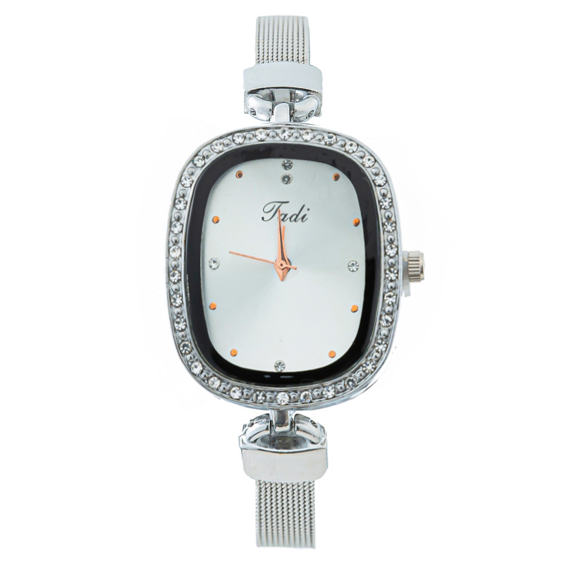 Foreign trade popular fashion Diamond Oval women's watch women's watch thin strap Milan strap mesh strap stainless steel strap
