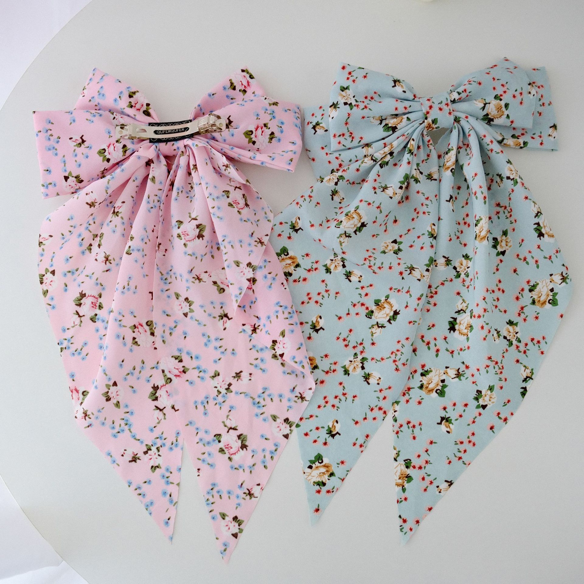 50g Weight Hair Claws Hair Accessories Type 1 Piece Quantity Holiday, Daily Occasion Bow Knot Pattern Women's Gender Floral Design Sweet, Pastoral Style Women's Sweet Pastoral Bow Knot Cloth Floral Hair Claws 11