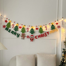 V3FP圣诞节装饰照片墙装饰拉花彩旗挂饰布置夹子圣诞树毛毡小拉旗