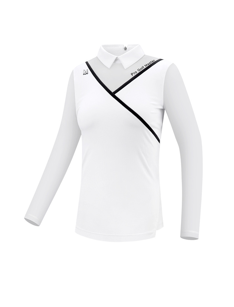 Áo thun golf nữ dài tay mùa hè dây lưng thun thoáng khí — YF476-Đen, YF476-màu trắng chi tiết 13