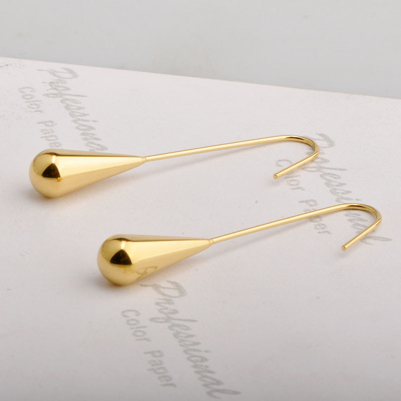 1 Pair Simple Style Water Droplets Titanium Steel Plating Drop Earrings display picture 1