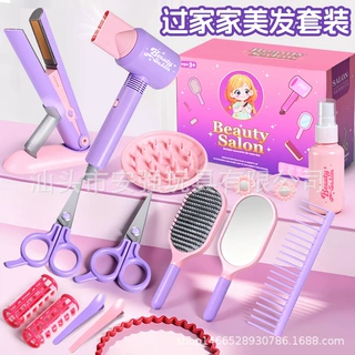 儿童仿真吹风机工具卷发直发棒过家家美发沙龙女孩玩具造型师套装
