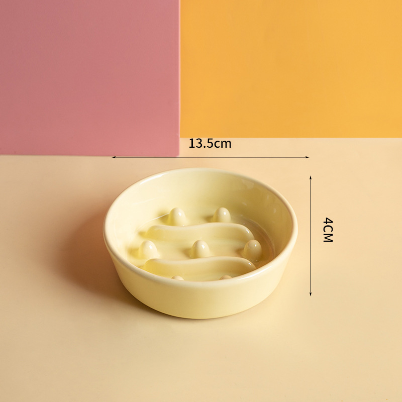 Ceramic Cat Bowl Slow Feeding Dog Bowl Small High Legged Neck Protecting Pet Food Bowl For Cats And Dogs_voghion.com