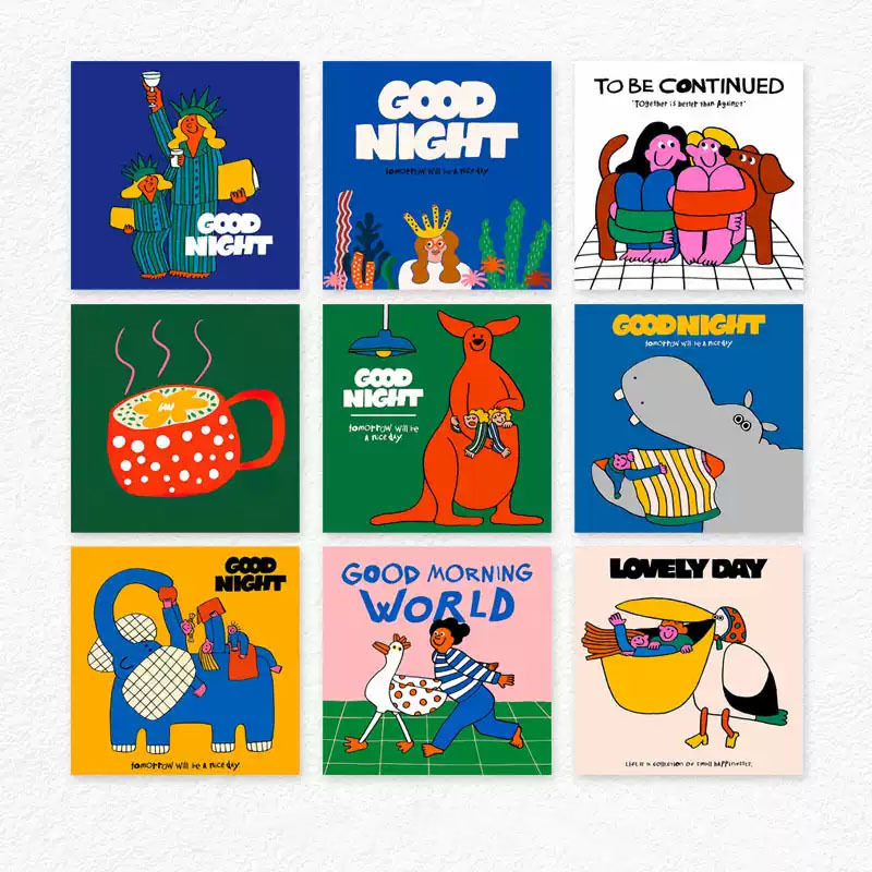 Dopamine-Style Healing Decorative Paintings for the Living Room Entrance, Niche Art Cartoon Design Poster Set Dopamine-Style Healing Decorative Paintings for the Living Room Entrance, Niche Art Cartoon Design Poster Set