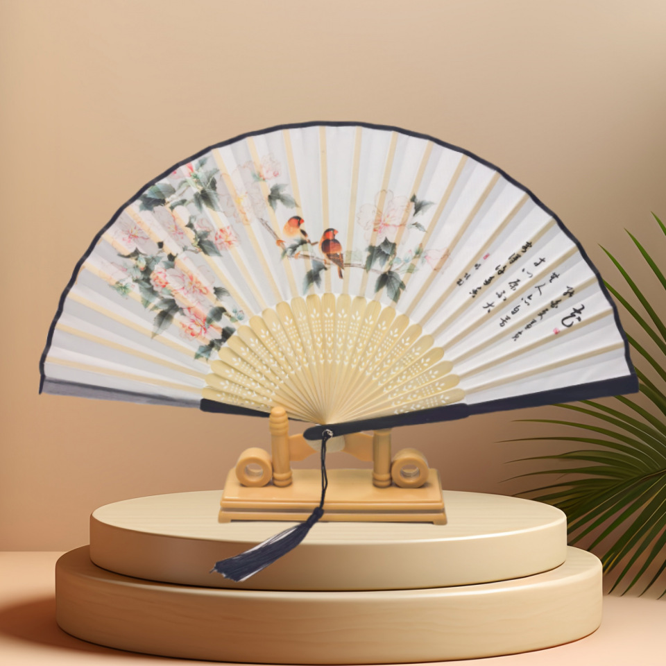Ventilador plegable chino antiguo ventilador de seda de mujer ventilador plegable de estilo chino ventilador de mujer Hanbok bambú clásico pequeño ventilador danza