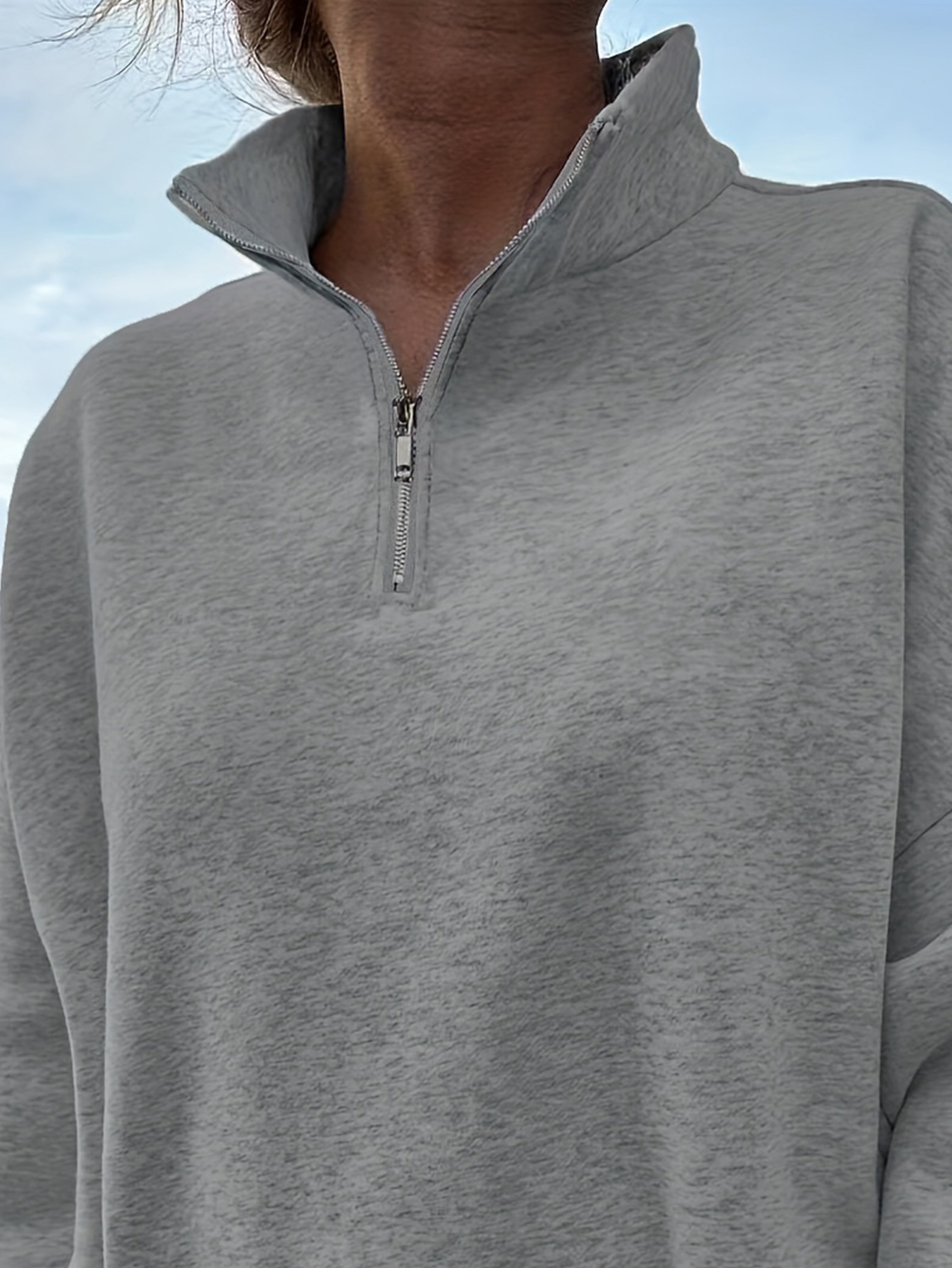 Sweatshirt Outdoor Autumn Winter Casual Loose Long Sleeve Sweatershirt Half Zipper Ladies