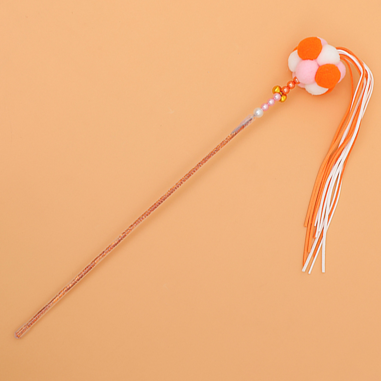 En línea celebridad acrílico cuentas de hadas divertido gato palo gato juguete borla Bell suministros para mascotas gato juguete al por mayor