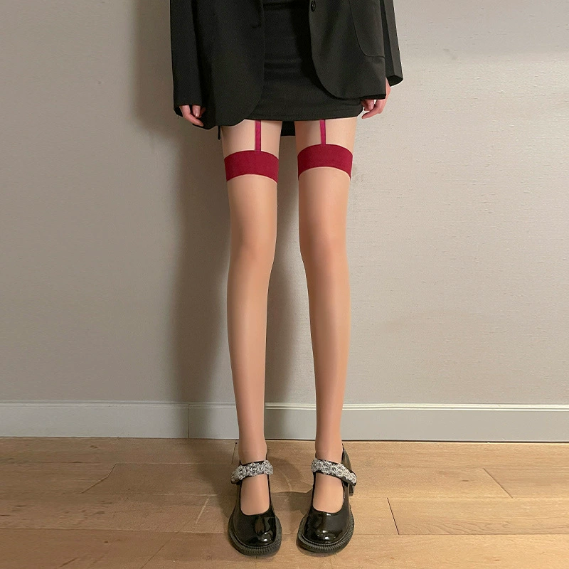 Japanese mint white thin tights with bow