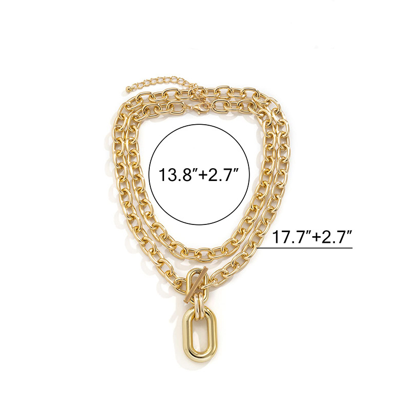 58g Weight Vacation Simple Style Solid Color 14K Gold Plated Alloy Cable Chain Pendant Necklaces Wholesale
