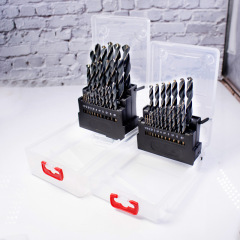 HSS-6542 Black Slot Straight Shank Twist Drill Bit Set 13/19/25 Pieces, Stainless Steel Mold Steel Copper Aluminum Drill Bits