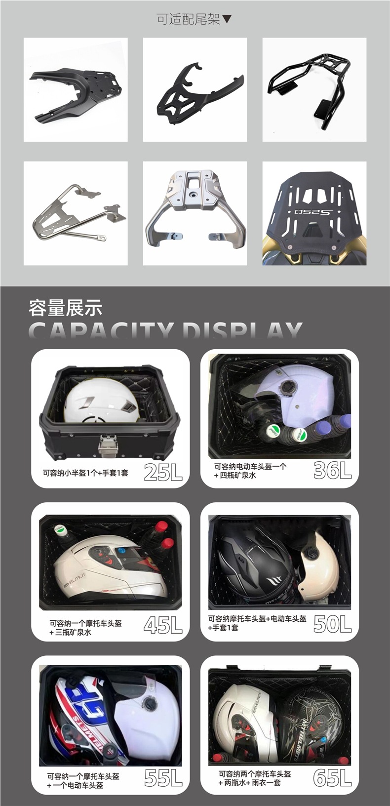 Suitable for aluminum alloy motorcycle tail box, quick-release waterproof trunk for motorcycle touring, scooter, and Niu electric vehicle