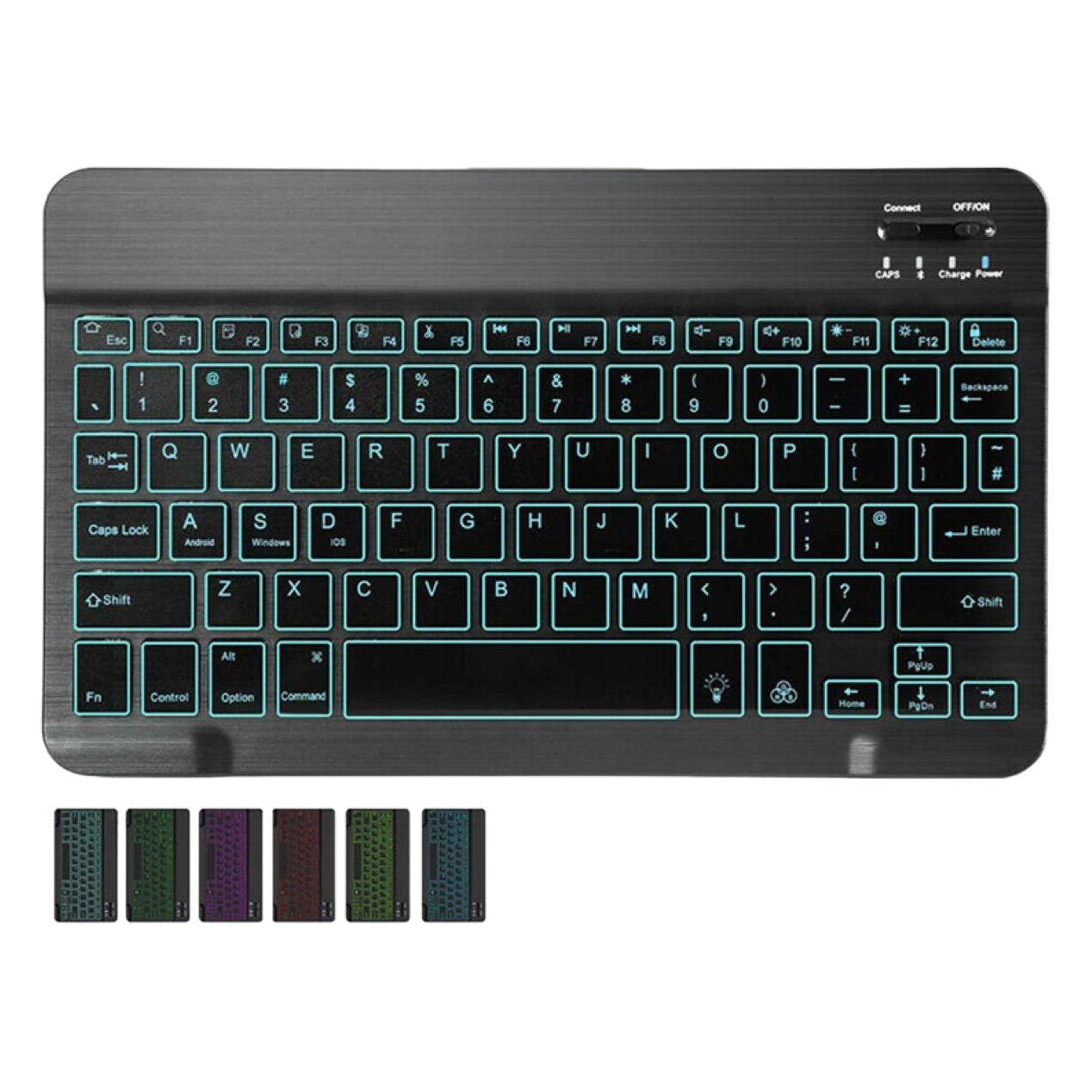 Teclado Bluetooth con retroiluminación de colores para teléfonos móviles y tabletas, teclado inalámbrico Bluetooth ruso brillante de 10 y 7 pulgadas, luz deslumbrante para iPA.