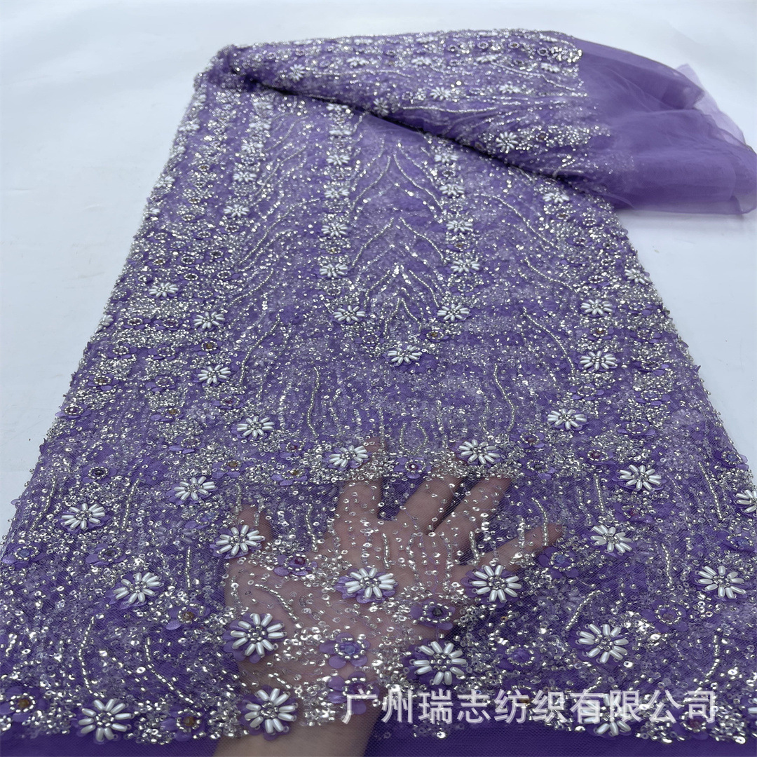 Inventario de vestido de boda europeo cuentas sequillas tela de malla de encaje braidal sequillas tela de encaje